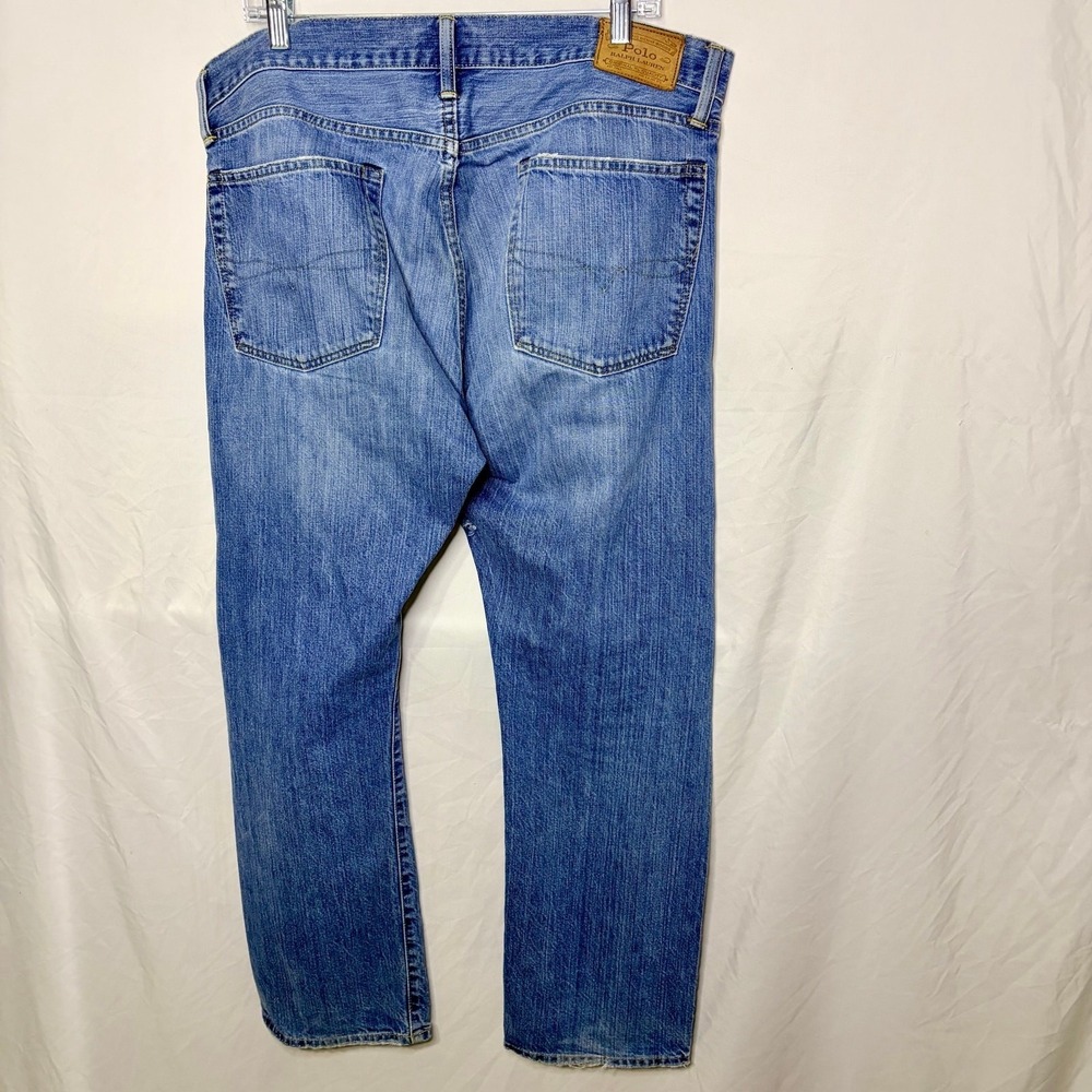 Polo Ralph Lauren Jeans Straight Leg Blue Distressed Denim 35x30 - Picture 2 of 5